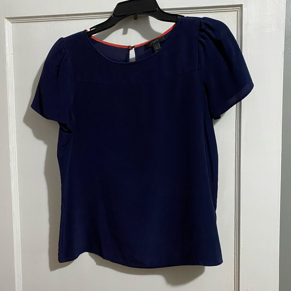 Jcrew navy blue short sleeve blouse